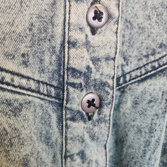 VINTAGE 80s SUNDANCE DENIM JEAN MIDI SKIRT ACID WASH BLUE FULL A LINE POCKETS - Picture 5 of 6